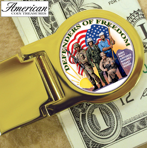 Goldtone Defenders of Freedom New York Statehood Quarter Money clip