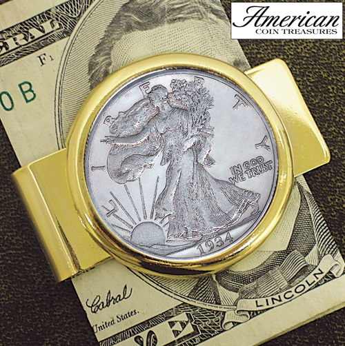 Half Dollar Goldtone Money Clip