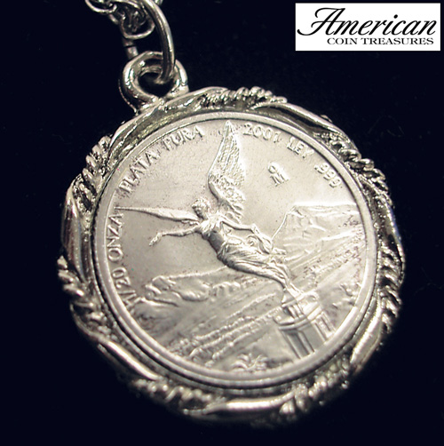 Silver Mexican Libertad Angel Pendant