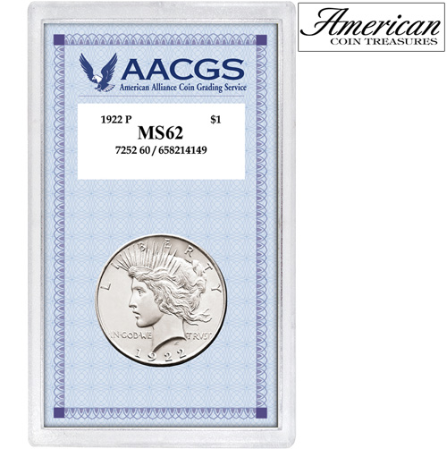 1922 Peace Silver Dollar Graded MS62