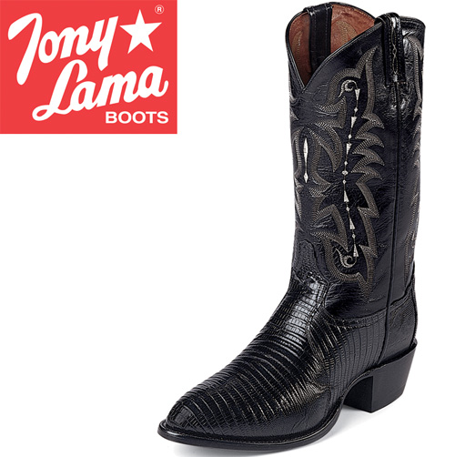 Tony Lama Black Teju Lizard Boots