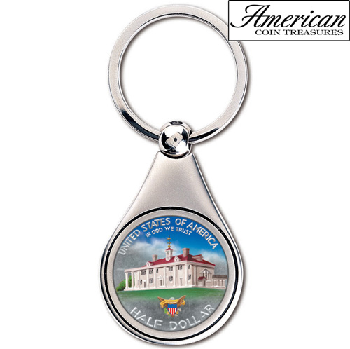 Colorized Washington Commemorative Half Dollar Coin Keychain