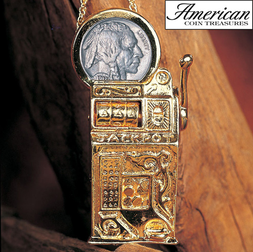 Slot Machine Pin/Pendant with Buffalo Nickel