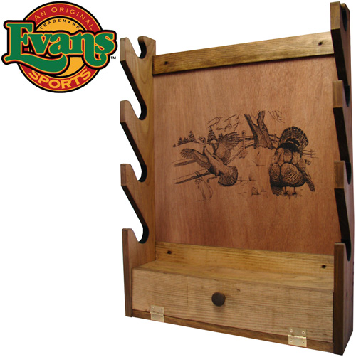 Wooden 4-Gun Rack with Storage Compartment