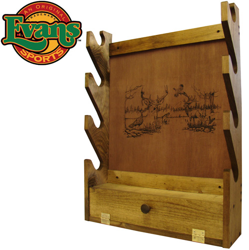 Wooden 4-Gun Rack with Storage Compartment
