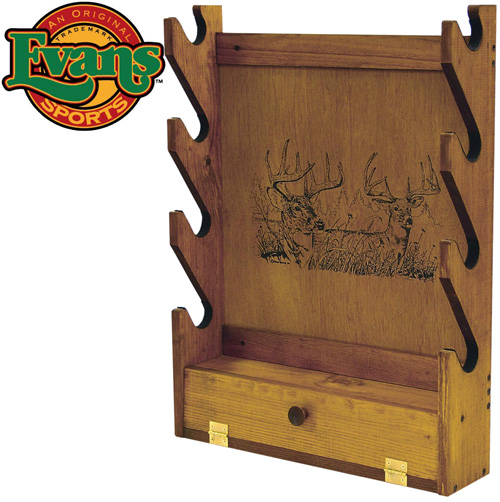 Wooden 4-Gun Rack with Storage Compartment