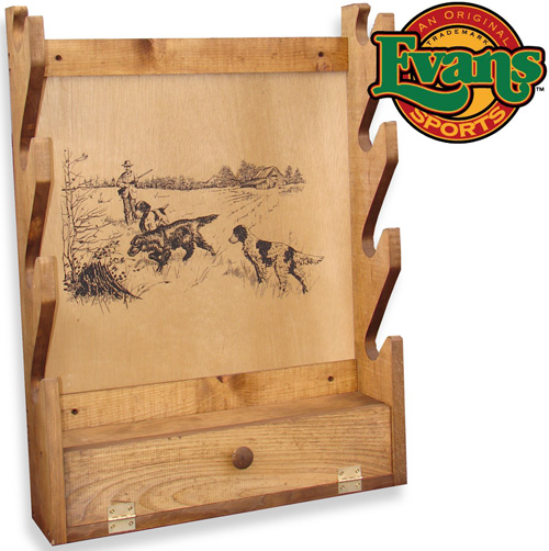 Wooden 4-Gun Rack with Storage Compartment