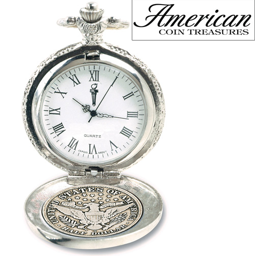 Silver Barber Half Dollar Pocket Watch