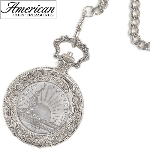 Statue of Liberty Commemorative Coin Pocket Watch