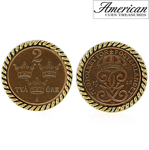 Swedish Coin ORE Crown Cufflinks