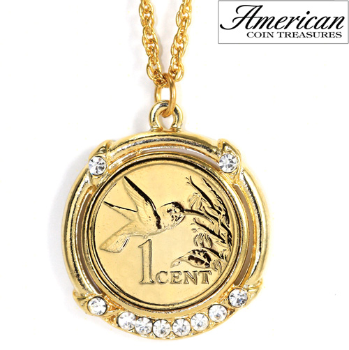 Gold -Layered Hummingbird Coin Pendant