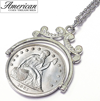 Civil War Silver Seated Liberty Coin Spinner Pendant