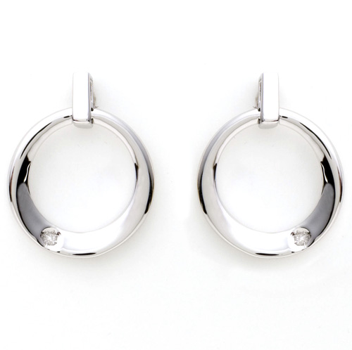 Sterling Silver and Diamond Contemp Earrings