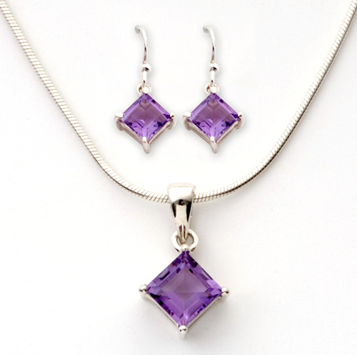 Purple Square Amethyst Earrings