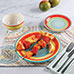 Gibson Home 12 Piece Rainbow Swirl Stoneware Set