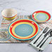 Gibson Home 12 Piece Rainbow Swirl Stoneware Set