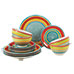 Gibson Home 12 Piece Rainbow Swirl Stoneware Set