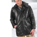 Patchwork Leather Hooded Coat
